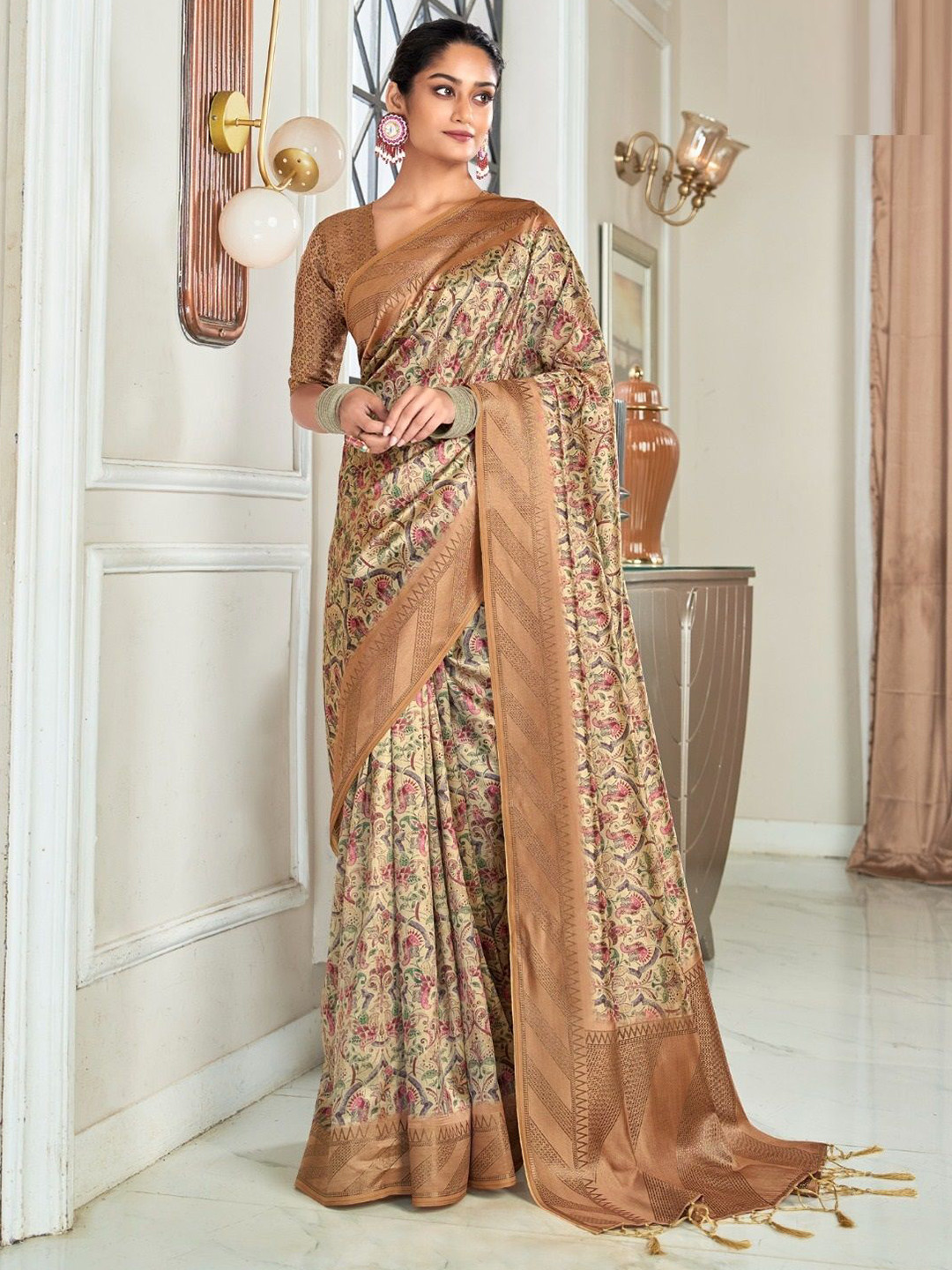 MAHALASA Ethnic Motifs Banarasi Katan Silk Saree