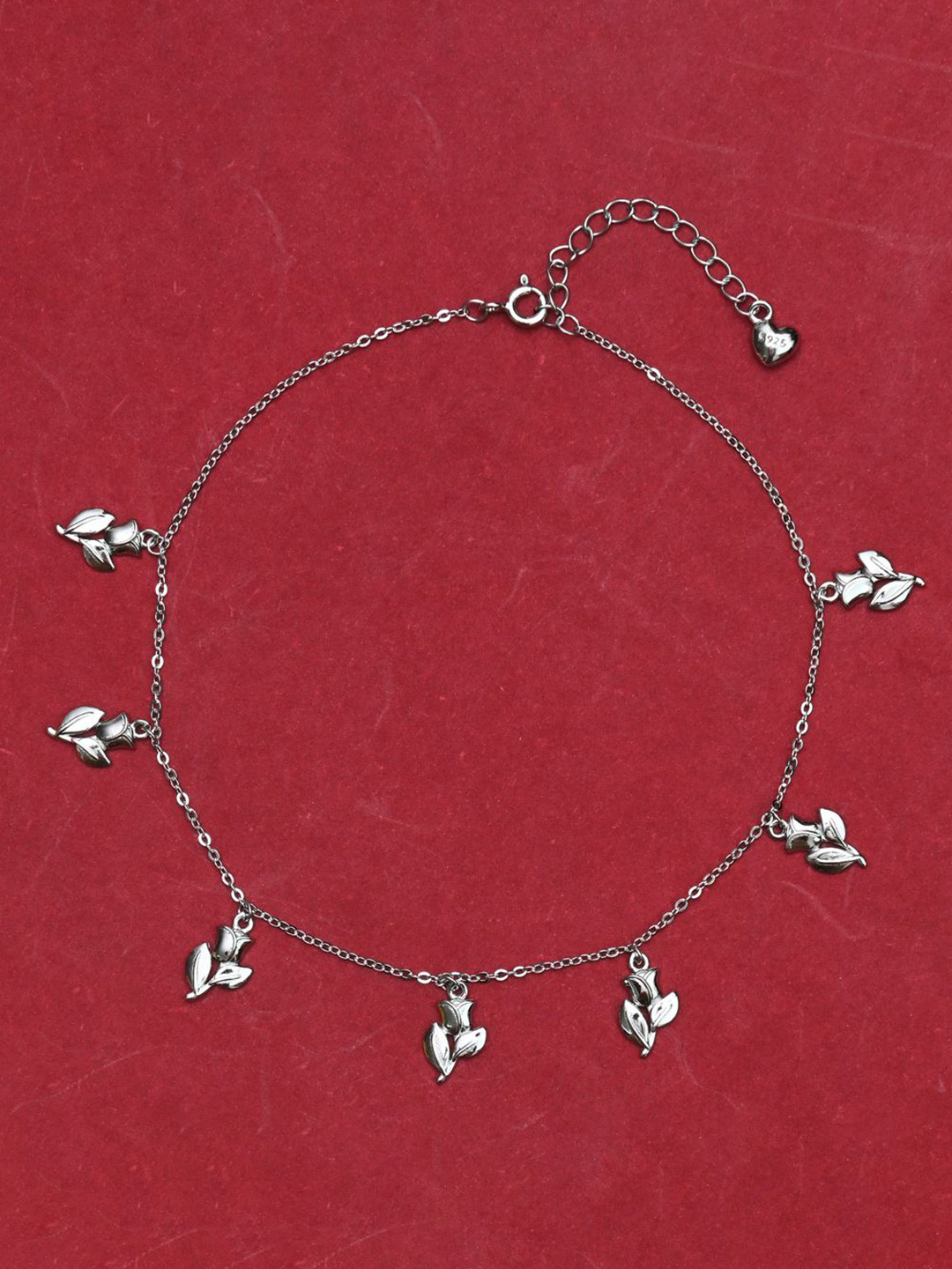925 SILLER 925 Pure Silver Multiple Charm Anklet