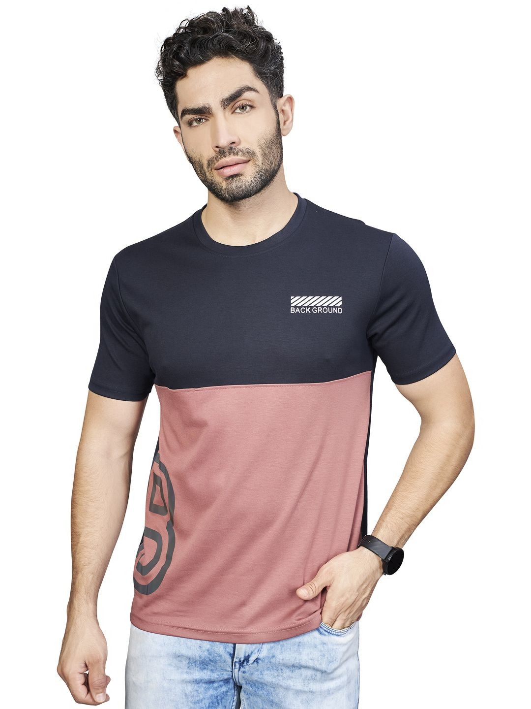 BE POSITIVE Men Colourblocked T-shirt