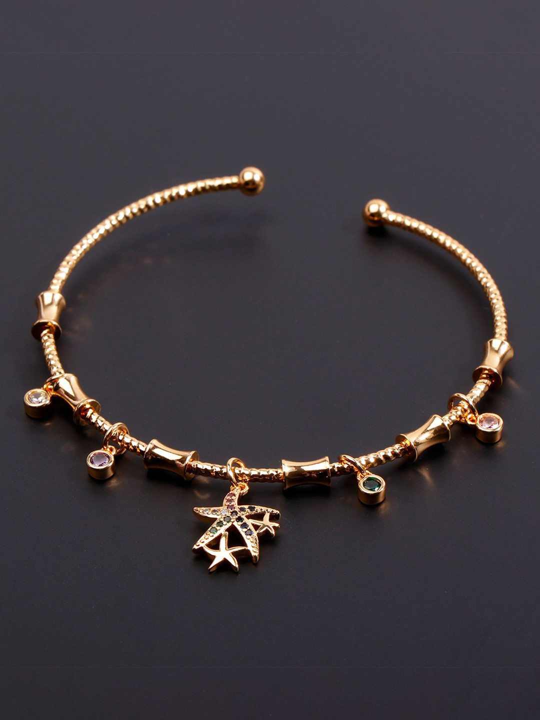 Archies Gold-Plated Artificial Stones Studded Starfish Charm Bracelet