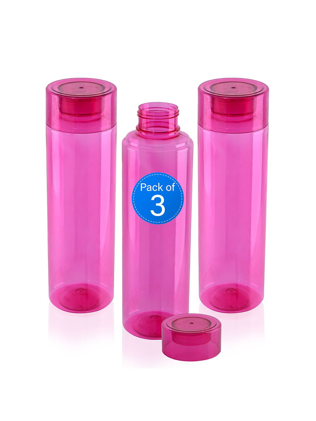 Kuber Industries Rembo Loose Red Plastic Spill Proof 3 Piece Water Bottle - 1L