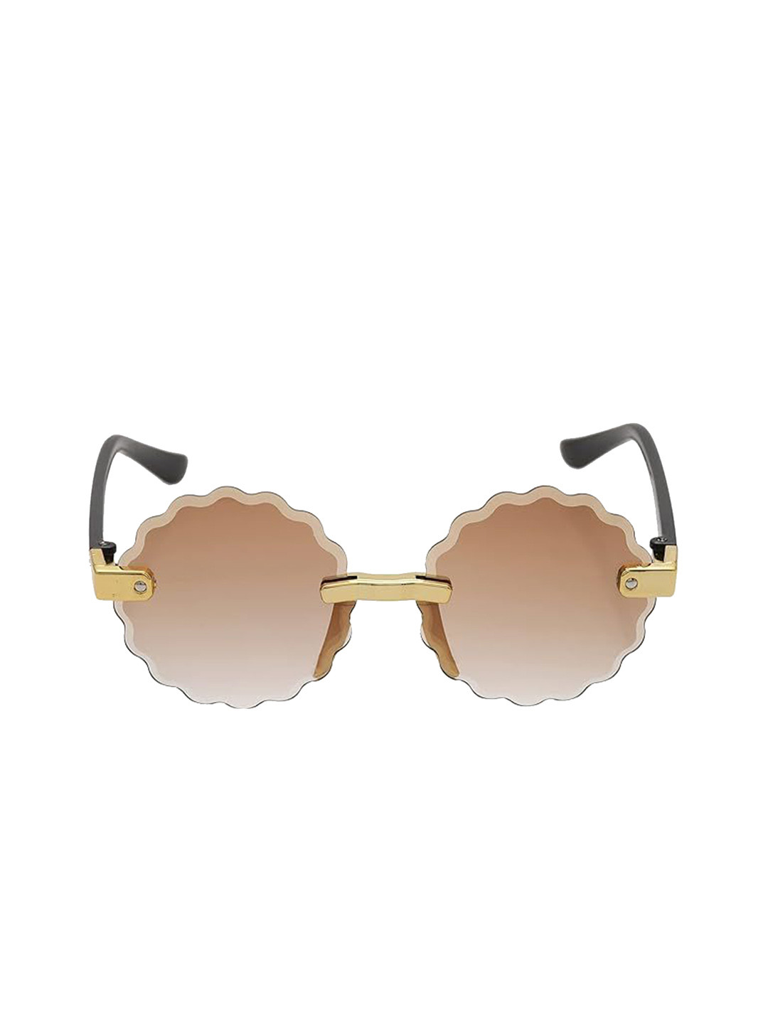 SHOP FRENZY Kids Round Sunglasses with UV Protected Lens Rimless flower brown sunglass