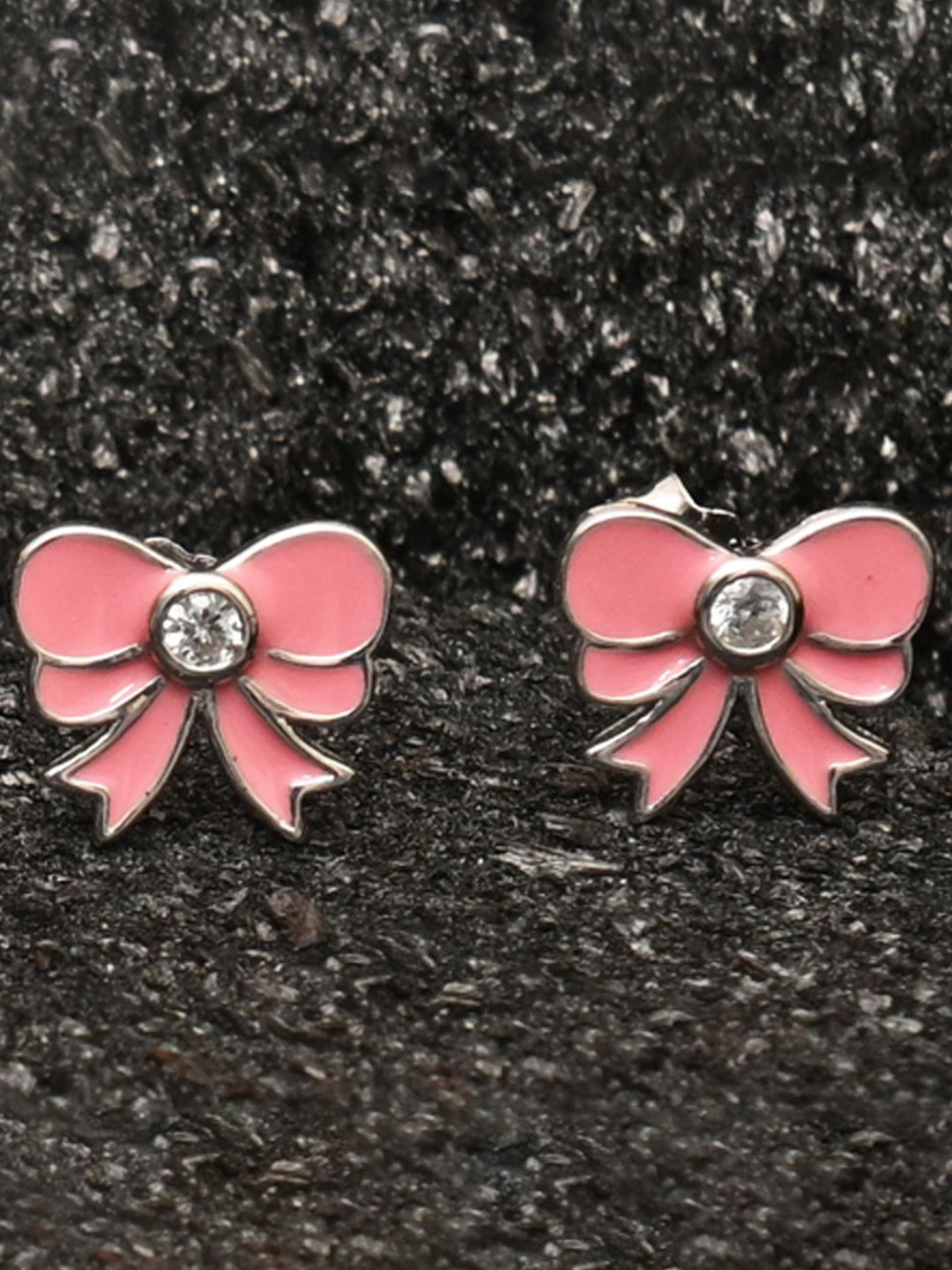 925 SILLER 925 Pure Silver Peach Butterfly Inspired Stud Earrings