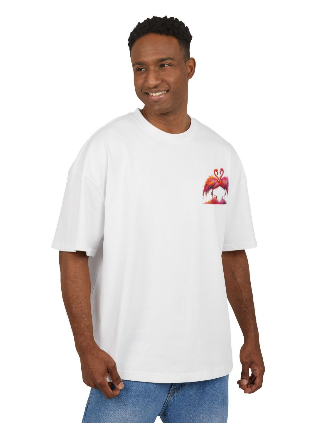 Naturebliss Men Flamingo Printed Oversized T-shirt