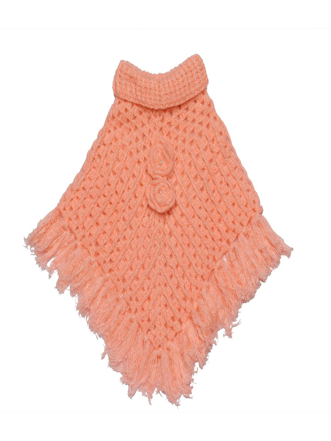 Tiekart Kids Open Knit Self Design Woollen Poncho