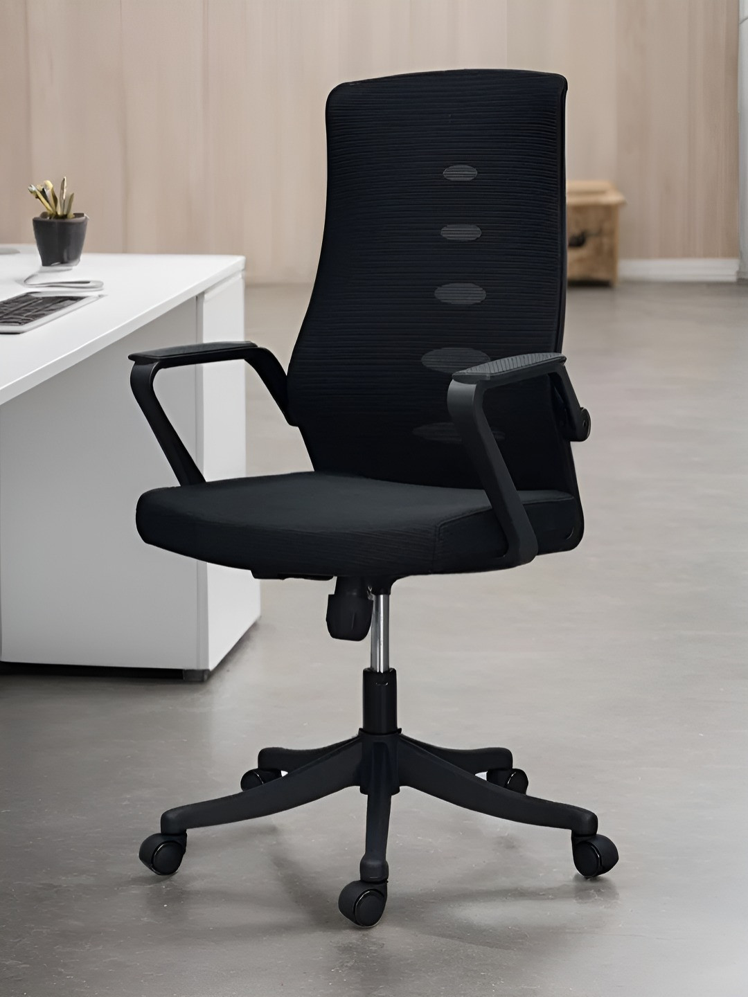 Royaloak Black Atlas Adjustable Study Chair With Revolving Base