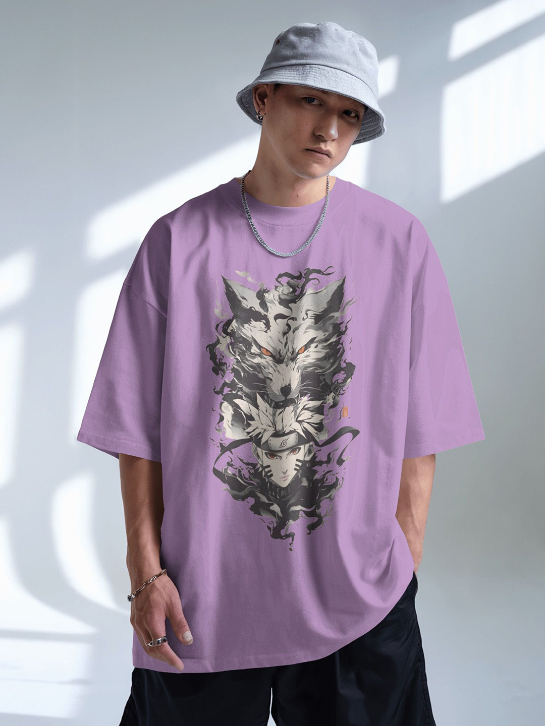 Silver Moon Clothing Men Oversized Graphic T-shirt