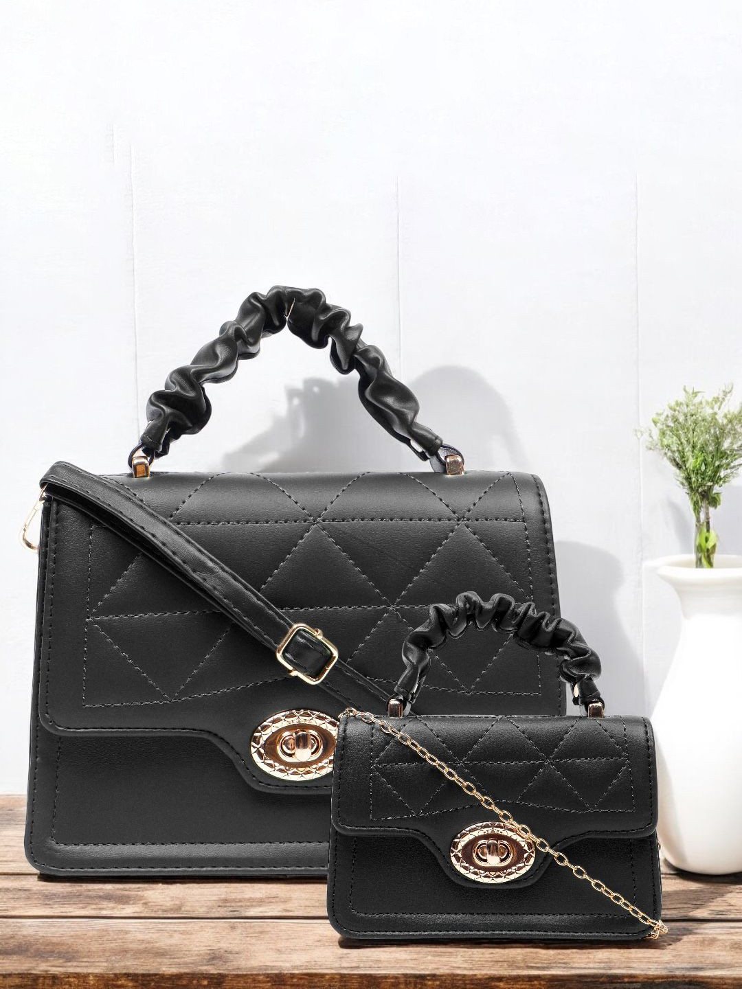 Pramadda Pure Luxury Women PU Structured Sling Bag with Quilted