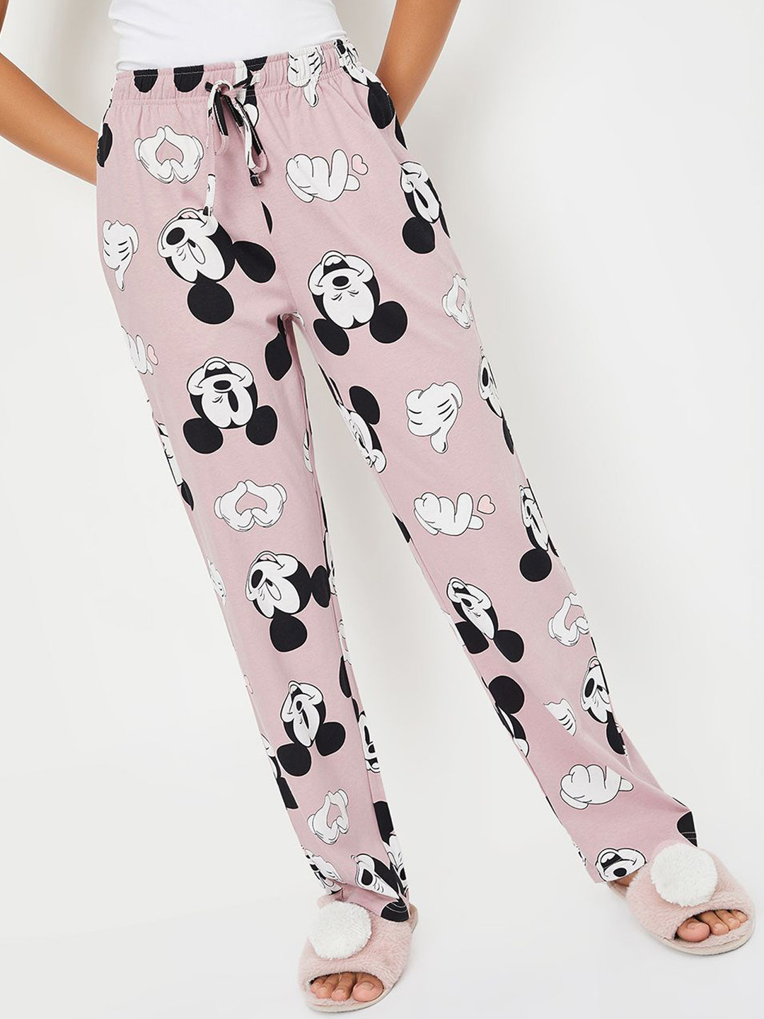 max Mickey Mouse Printed Cotton Lounge Pants