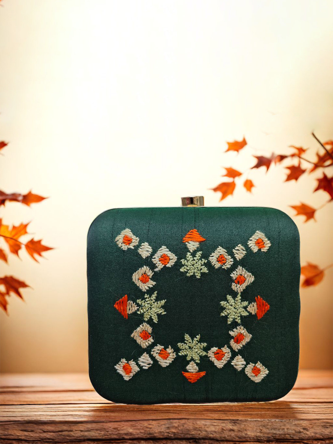 Phulkari Forever Embroidered Box Clutch