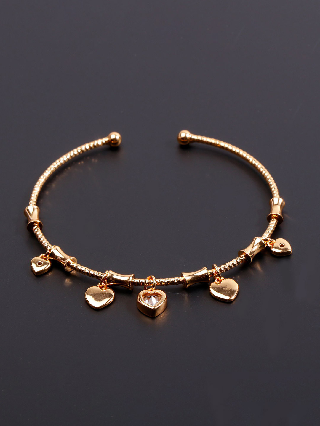 Archies Gold-Plated Artificial Stones Studded Love Charm Bracelet