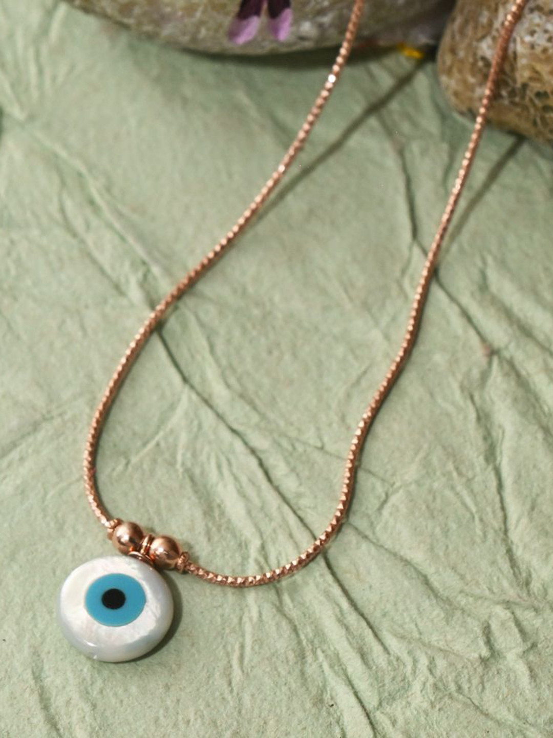 925 Pure Silver Evil Eye Rose Gold Chain pendant