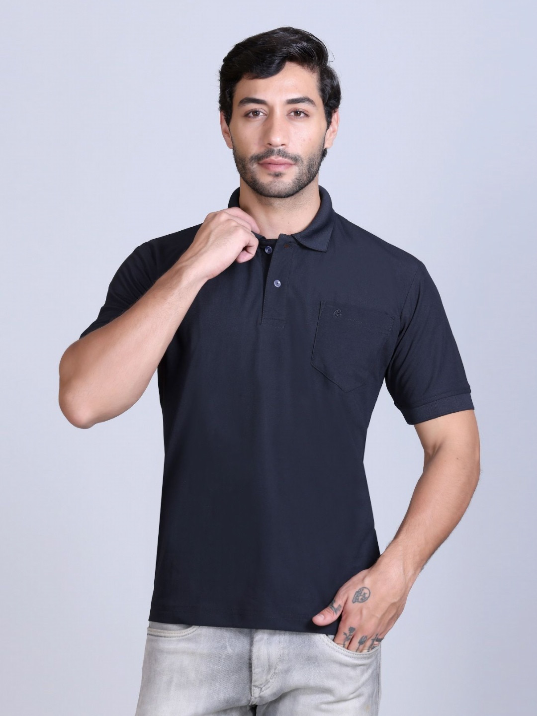 SANHOK Men Regular Fit Pure Cotton Polo T-shirt