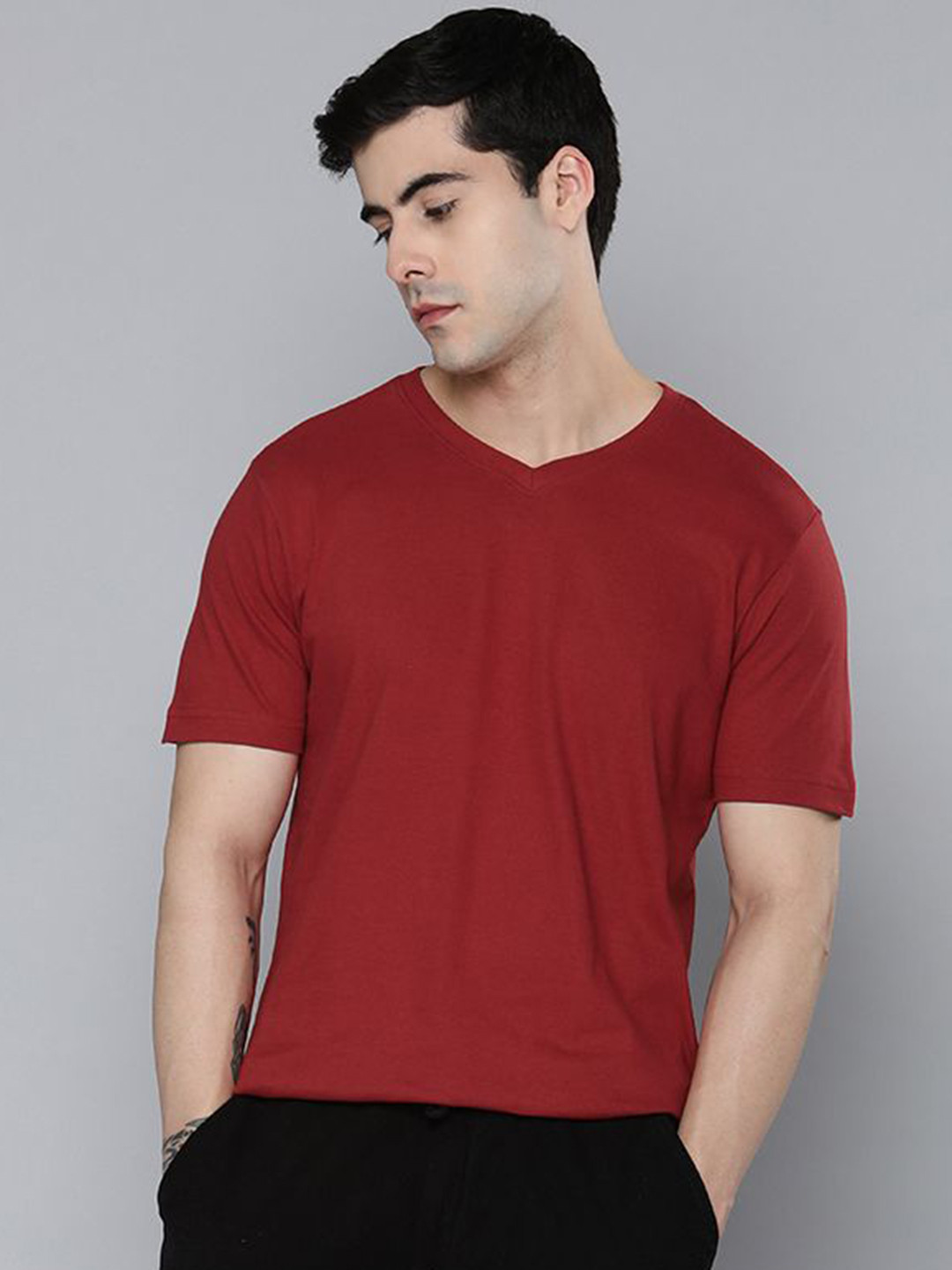 R.Code by The Roadster Life Co. Men V-Neck T-shirt