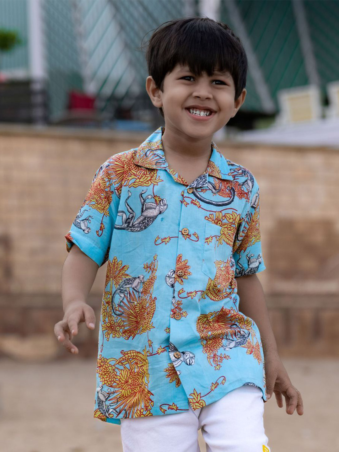Tura Turi Boys Floral Spread Collar Casual Shirt