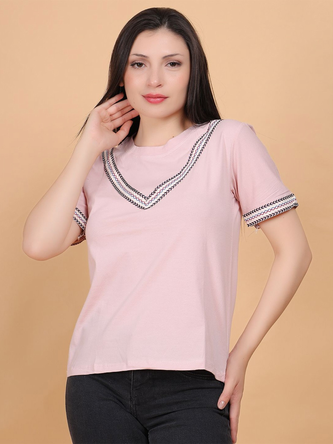 POLLOLOCO Women Short Sleeve Round Neck T-shirt