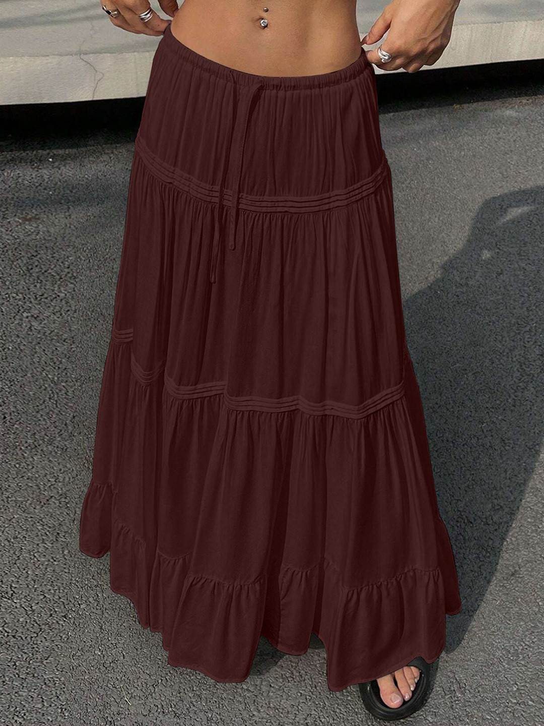 LERIYA FASHION Flared Maxi Skirt
