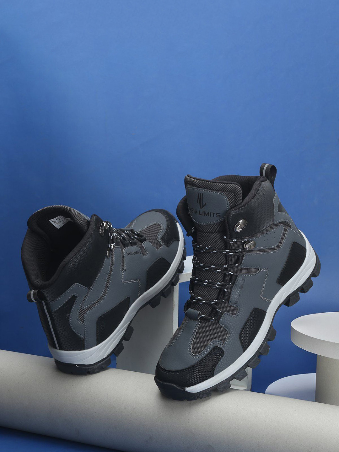 NEW LIMITS Men Round Toe Mid-Top Trekking & Hiking Boots