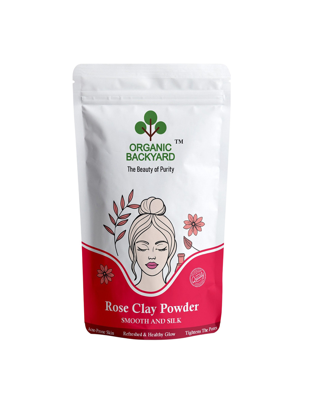 Organic Backyard Anti-Ageing Pure Rose Clay Face Mask Powder - 100 g