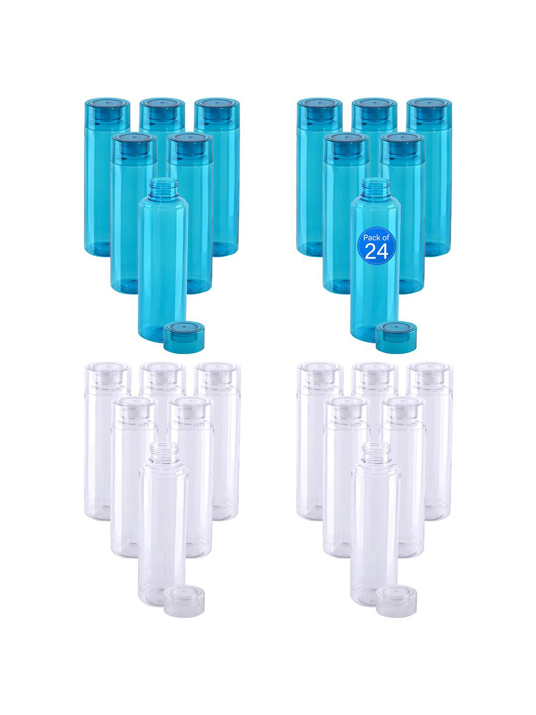 Kuber Industries Rembo Loose Blue Plastic Spill Proof 24 Piece Water Bottle - 1L