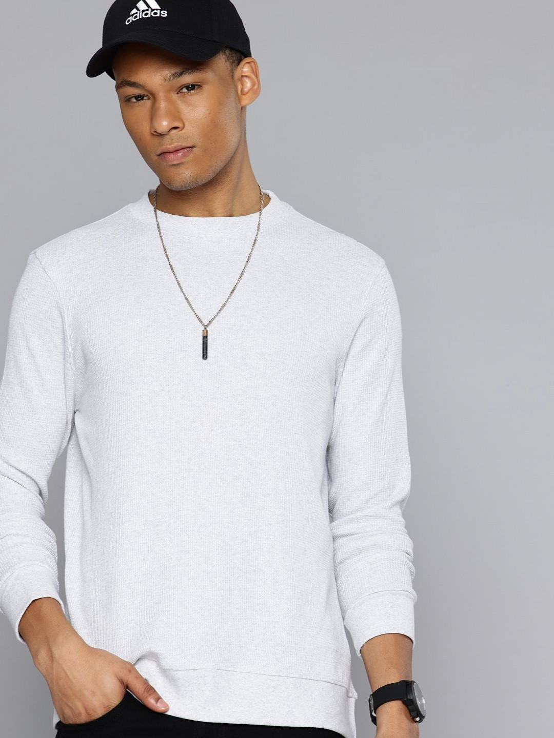 Moda Rapido Men Waffle Textured Cotton Pullover T-shirt