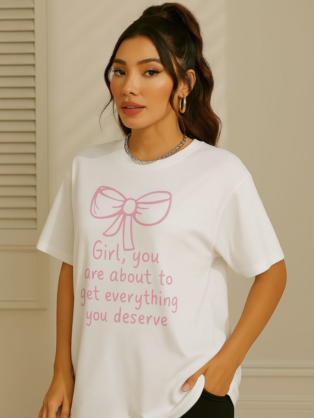 Women's Regular Fit Typography Round Neck Casual T-shirt