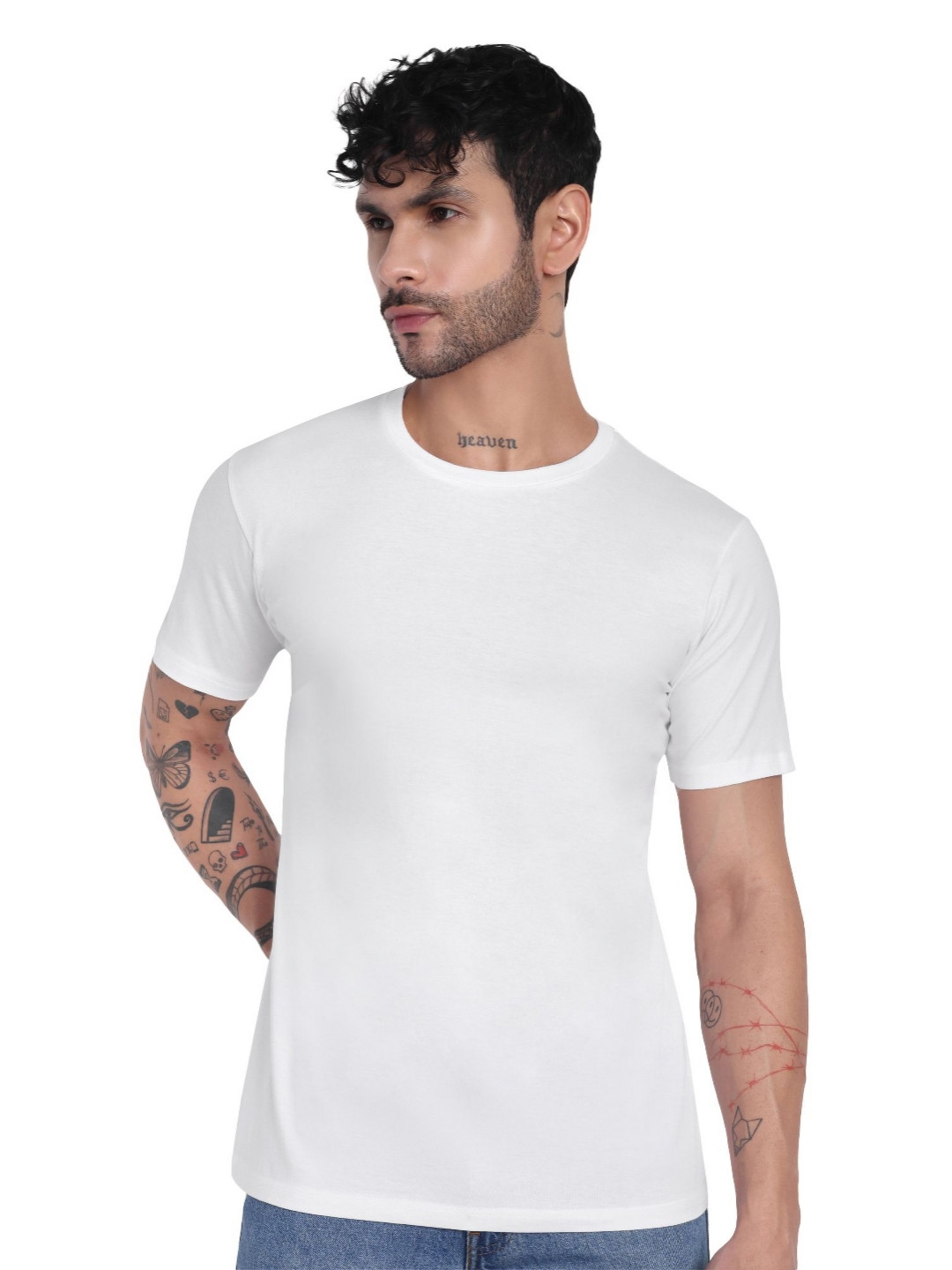 Garment Globe Men Solid Round Neck Cotton Slim Fit T-shirt