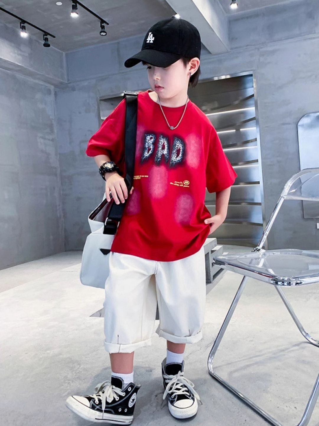 Xsole Boys Typography Printed Round Neck Cotton Oversized T-shirt