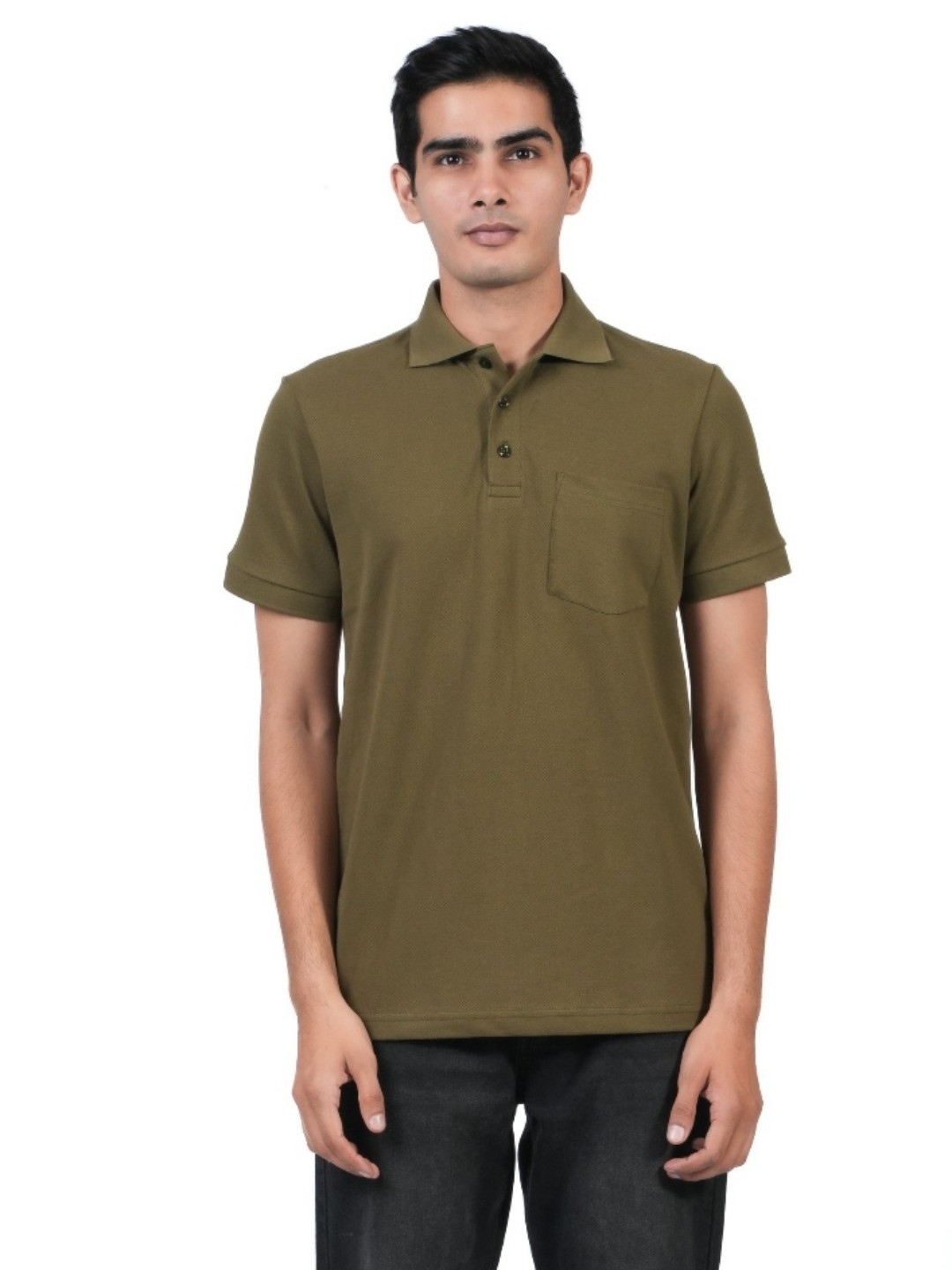 EcoLove Men Solid Polo Collar Cotton T-shirt