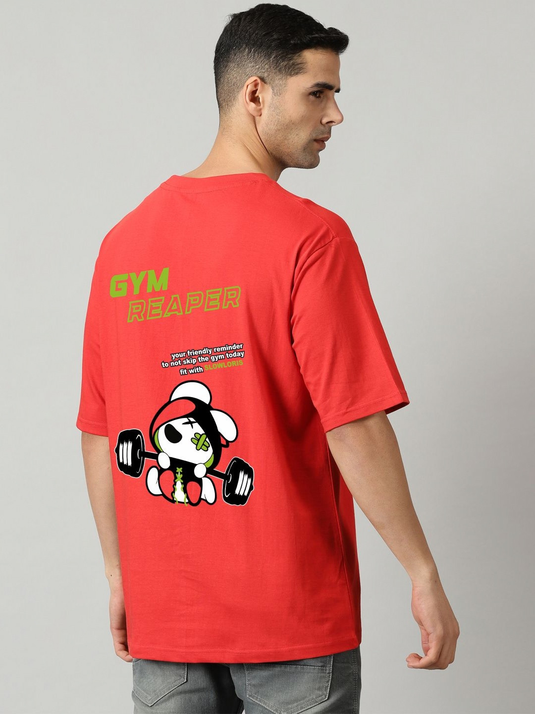 SLOWLORIS Men Graphic Printed Round Neck Oversized T-shirt