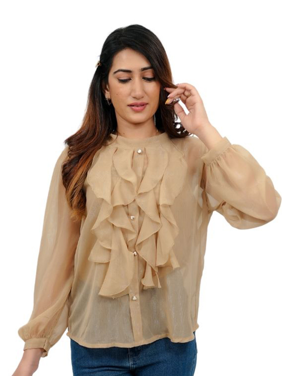 BELLO DONA CLOTHING women Self Design ruffles Top