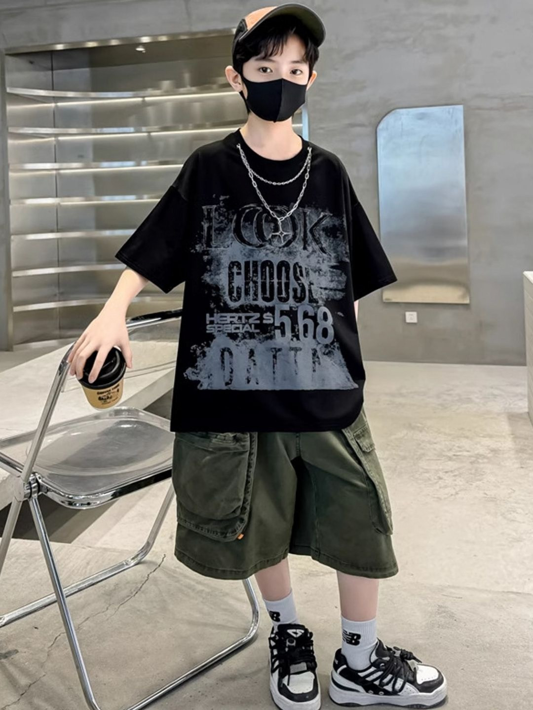 Xsole Boys Typography Printed Round Neck Cotton Oversized T-shirt