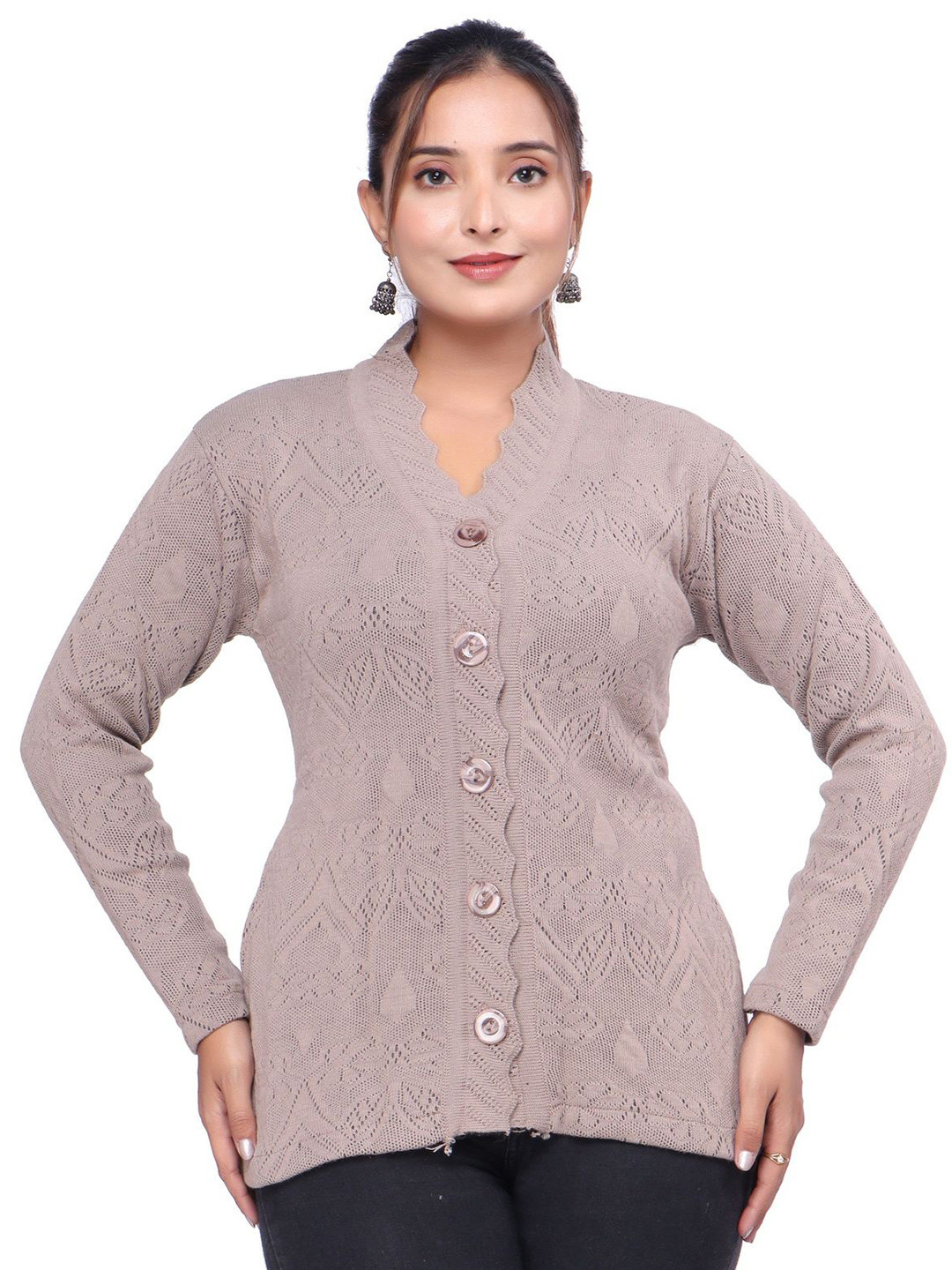 WOOL 4U Women Woollen V-Neck Cardigan