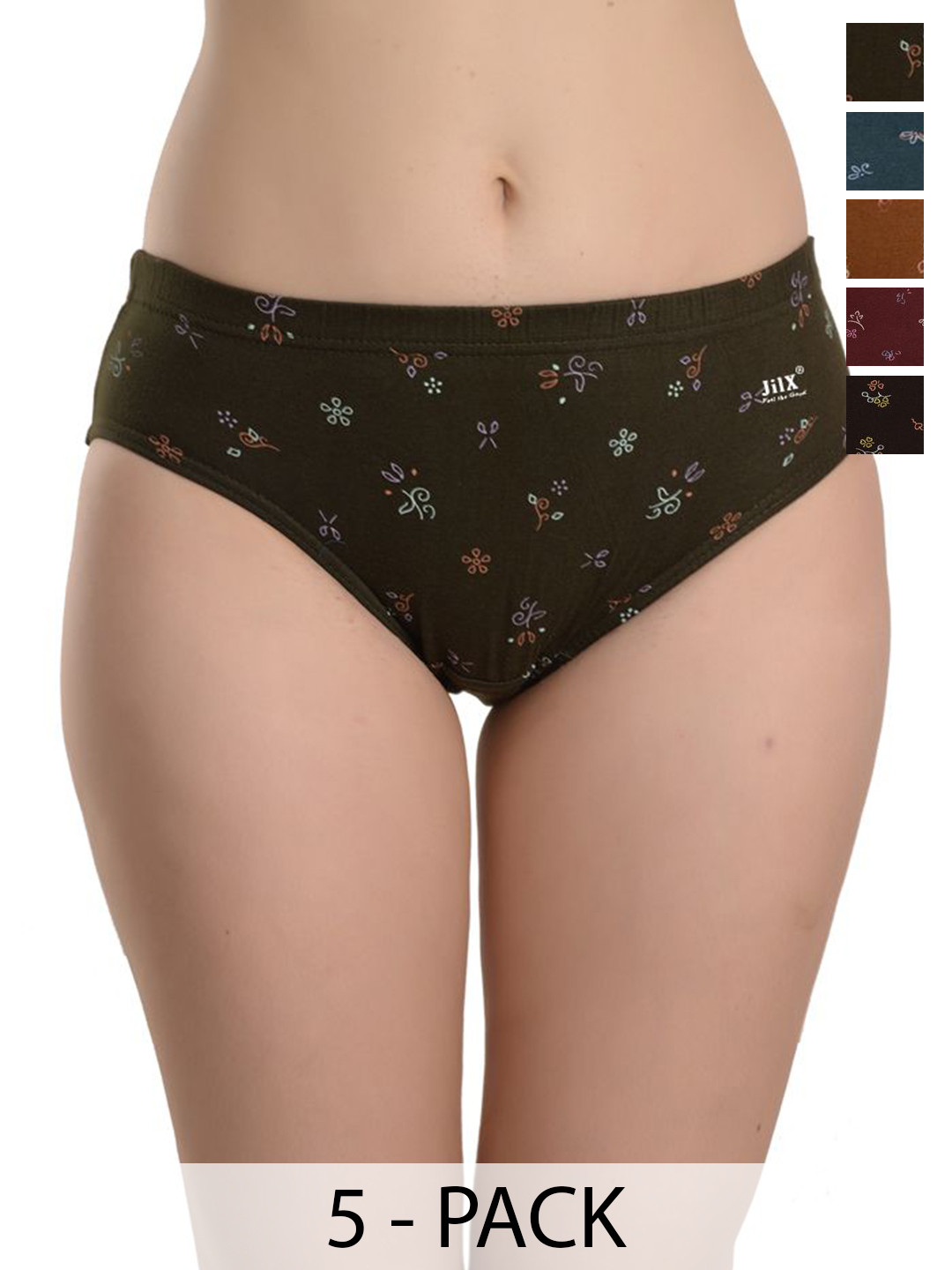 JIL X Pack Of 10 Printed Cotton Mid-Rise Hipster Briefs MY-JILX-PRO-PRINT-IE-10PC