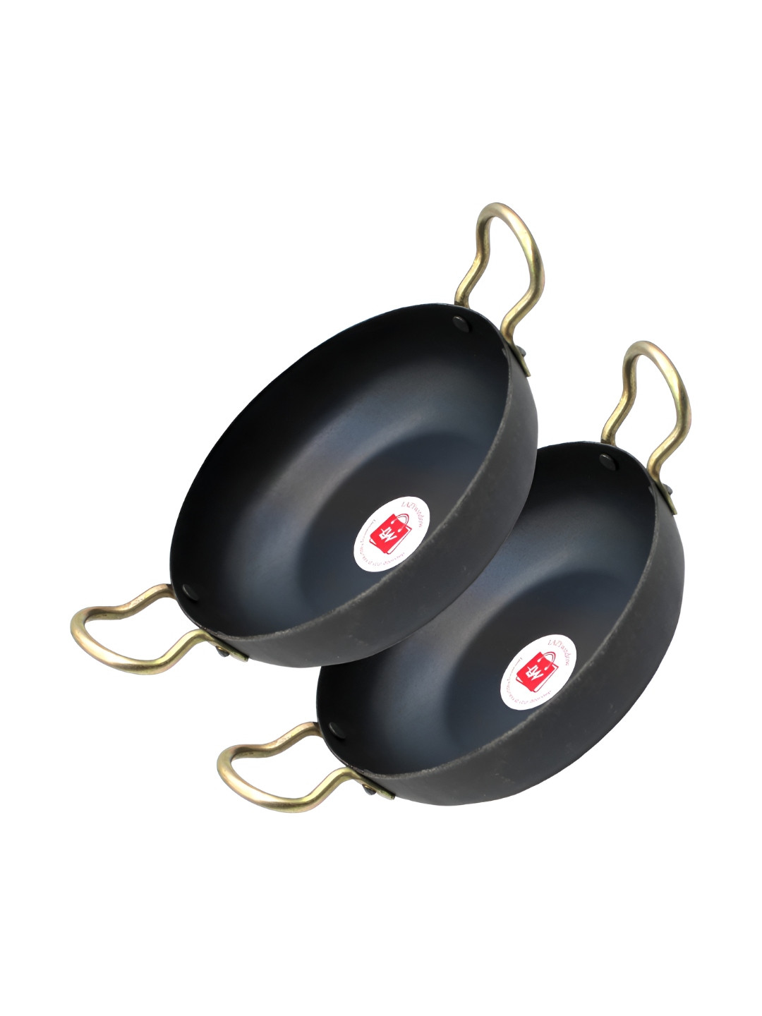 LAZYwindow 2-Pcs Black Traditional Iron Deep Bottom Kadhai