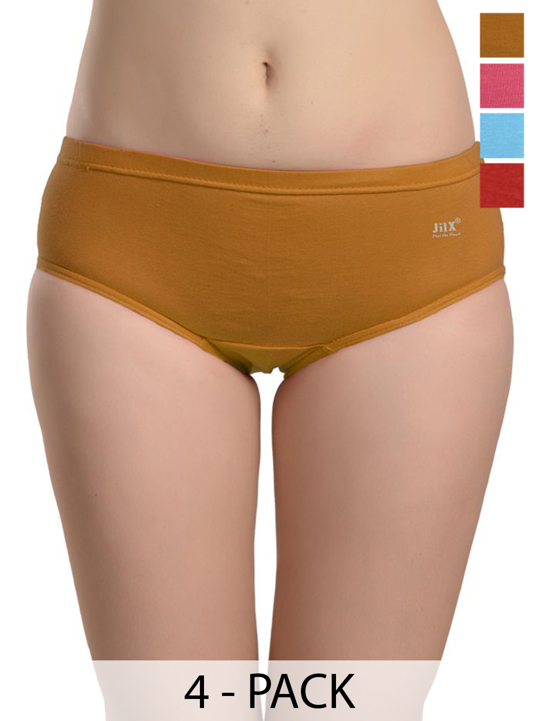 JIL X Pack Of 4 Cotton Hipster Briefs MY-JILX-PRO1-PLAIN-IE-4PC