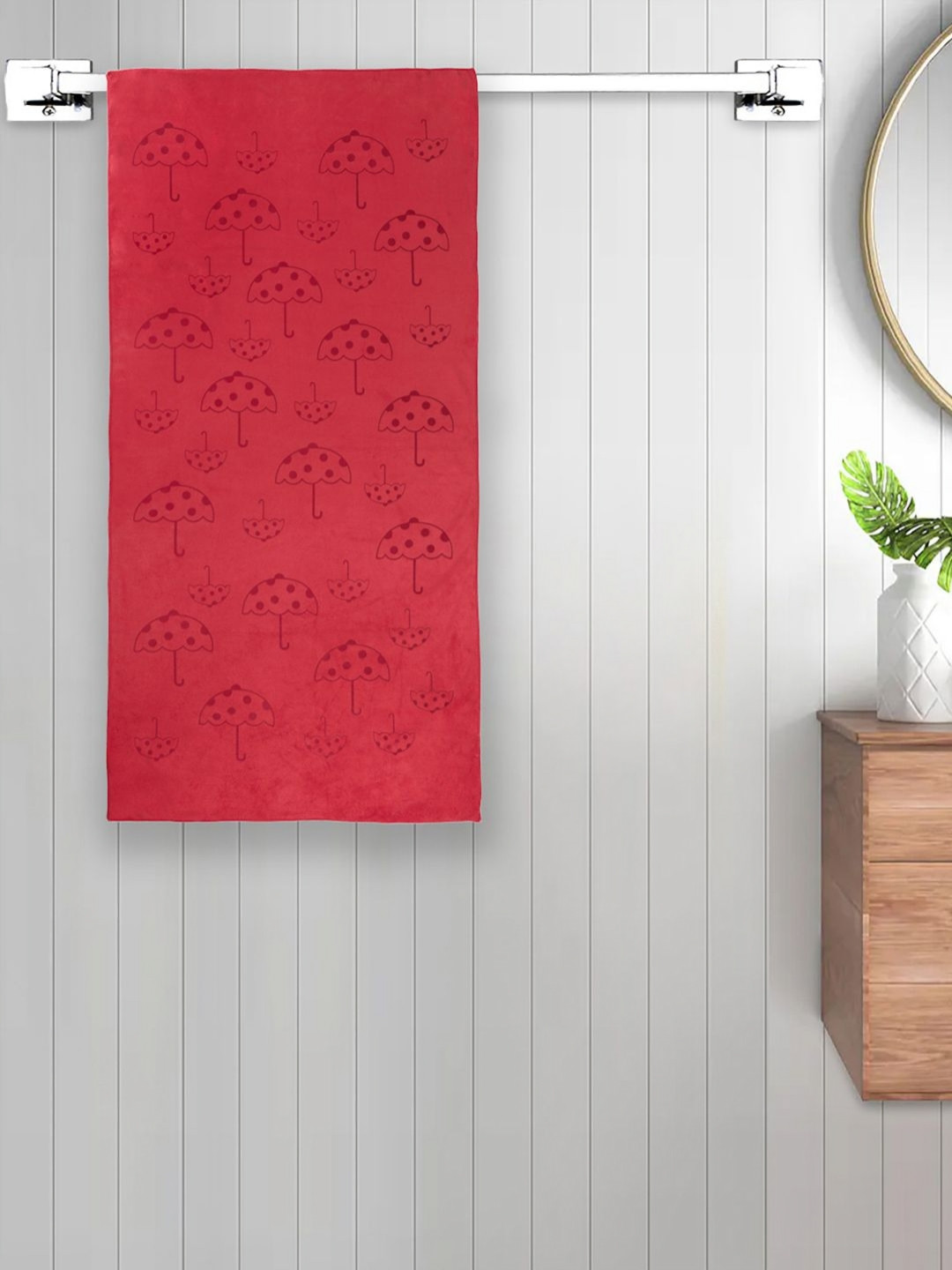 Myntra Elegant Homes Red Printed Cotton 420 GSM Bath Towel