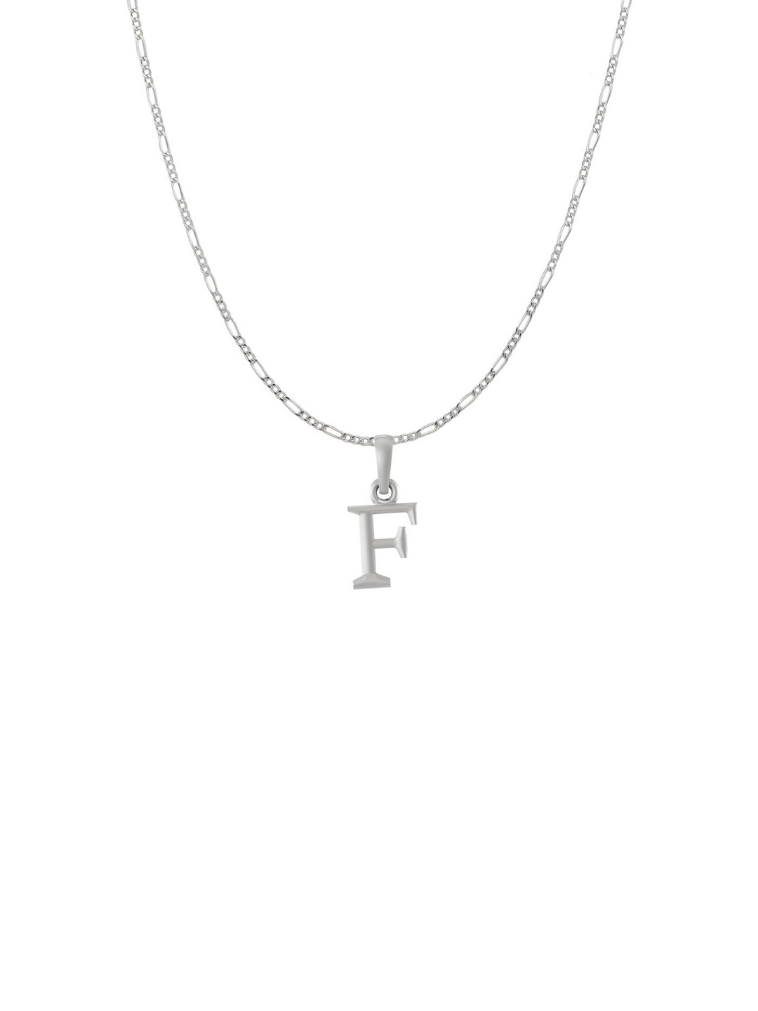 Metronaut 92.5 Sterling Silver F Alphabet Pendant with Figaro Chain