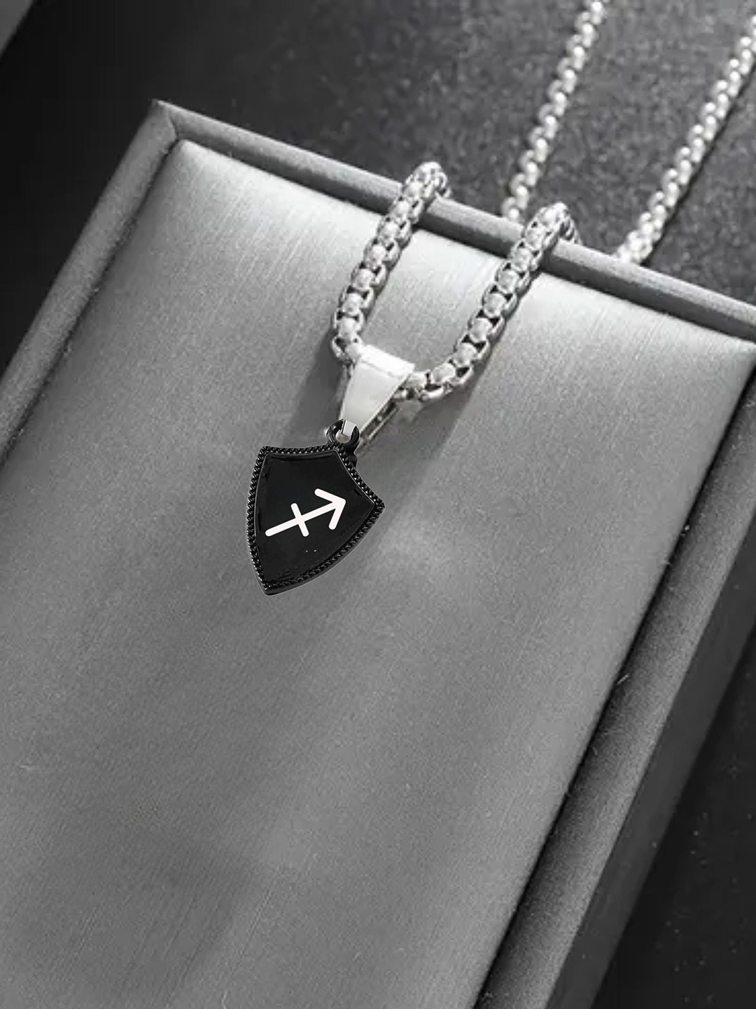 M Men Style Stainless Steel Geometric Zodiac Charm Elegant Pendant