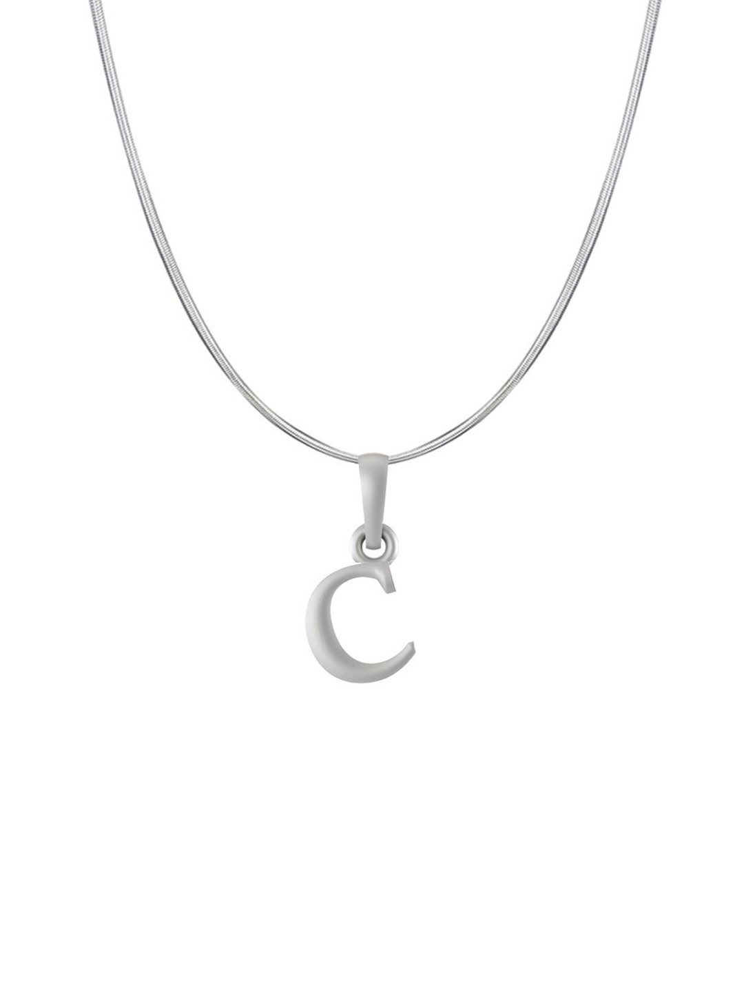 Metronaut 92.5 Sterling Silver C Alphabet Pendant With Snake Chain