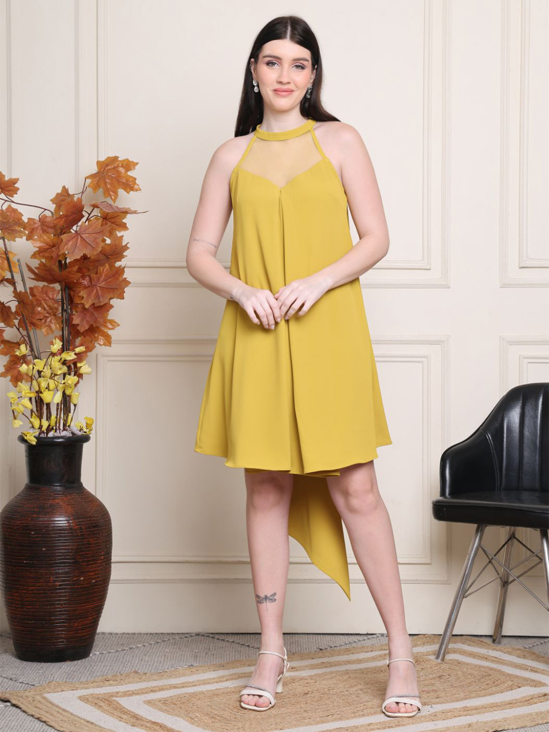 KELIN Women Halter Neck A-Line Dress