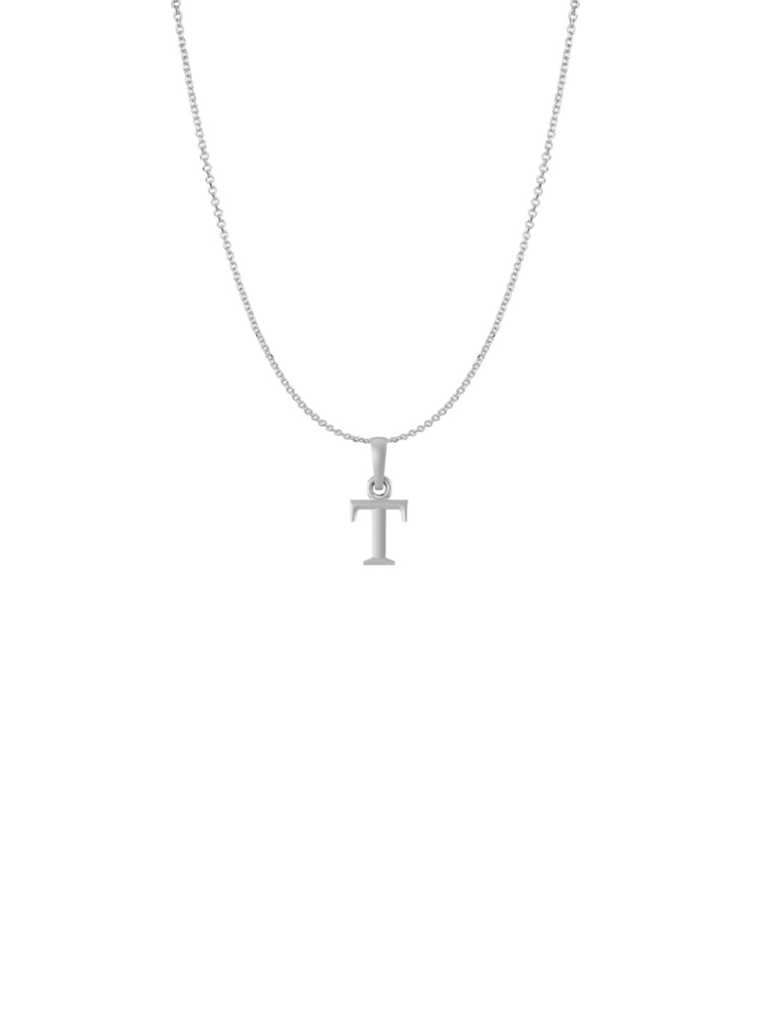 Metronaut 92.5 Sterling Silver T Alphabet Pendant With Rope Chain
