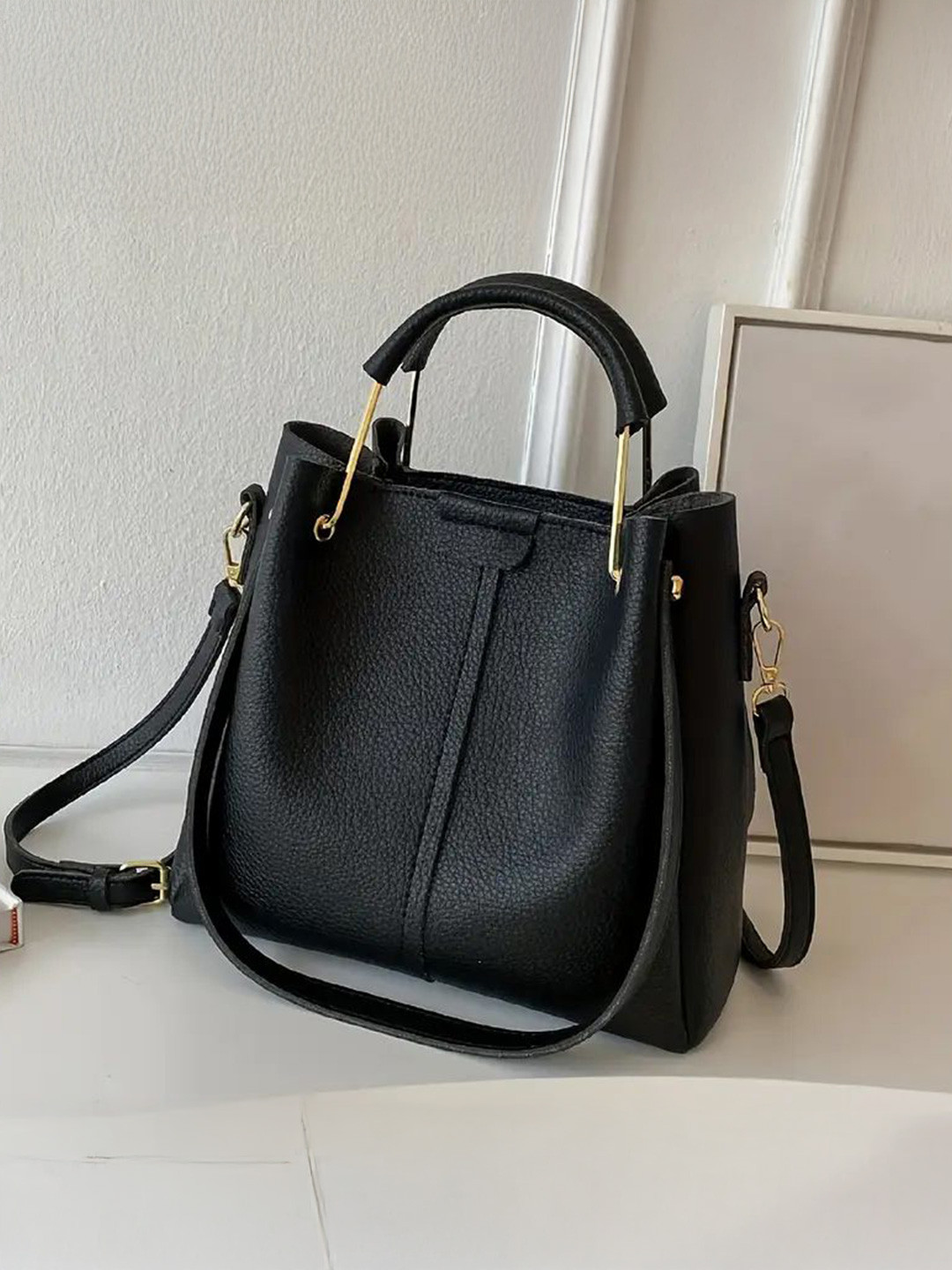 Horse and Hash Textured PU Shoulder Bag