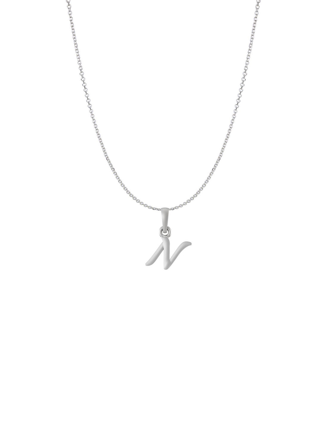 Metronaut 92.5 Sterling Silver N Alphabet Pendant with Anchor Chain