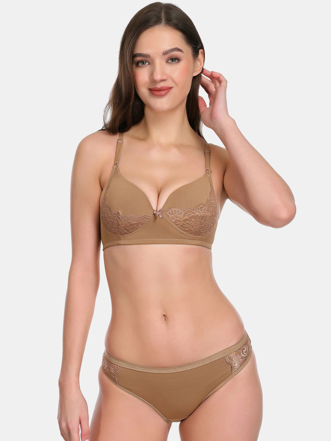 SKDREAMS Self Design Padded Lingerie Set Burberry-N-1set