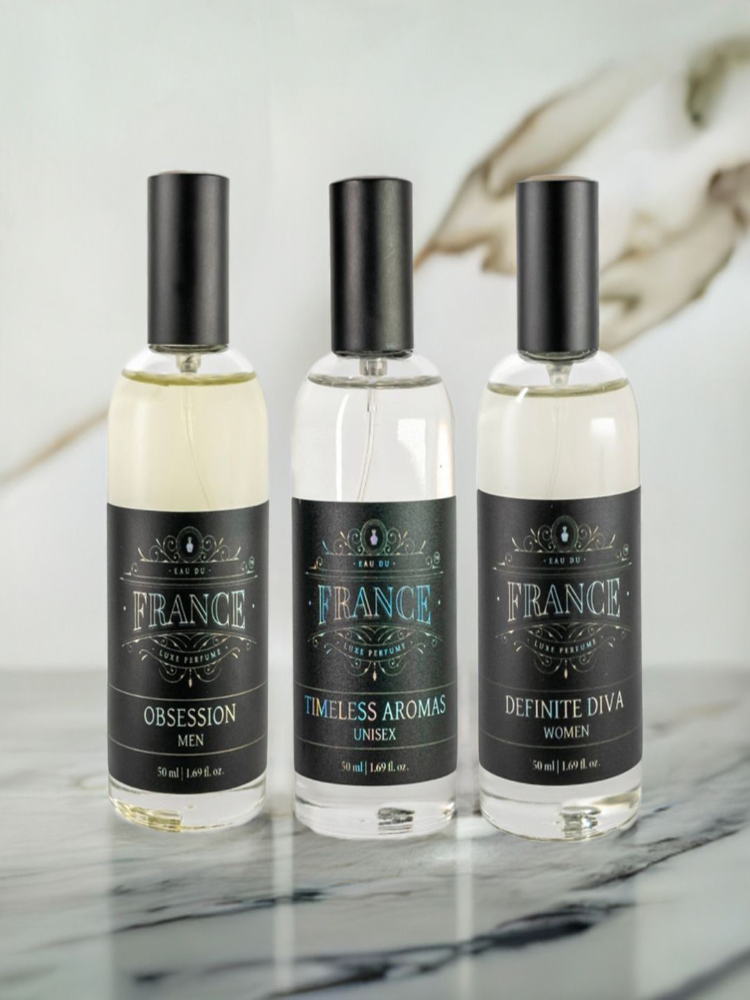 Eau DuFrance Set Of 3 Timeless Aromas Obsession & Definite Diva Eau De Parfum - 50 ml Each