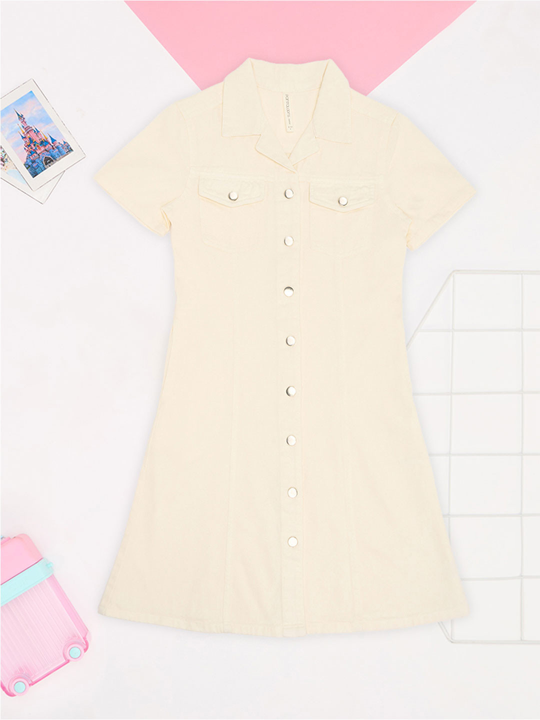 Pantaloons Junior Girls Shirt Collar Knee Length Shirt Dress
