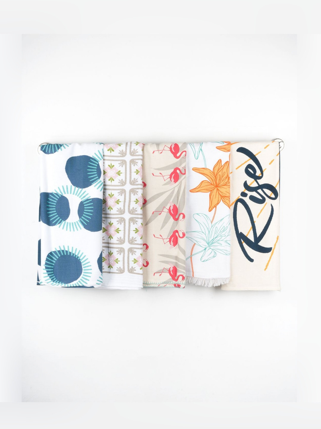 The Bath Community Orange & Brown Striped 250GSM Set of 4 Anti-Bacterial Cotton Bath Towel