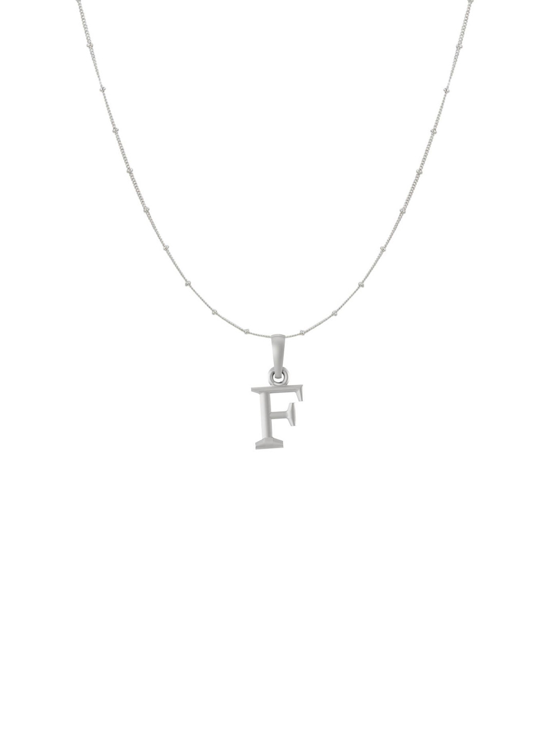 Metronaut 92.5 Sterling Silver F Alphabet Pendant With Ball Chain