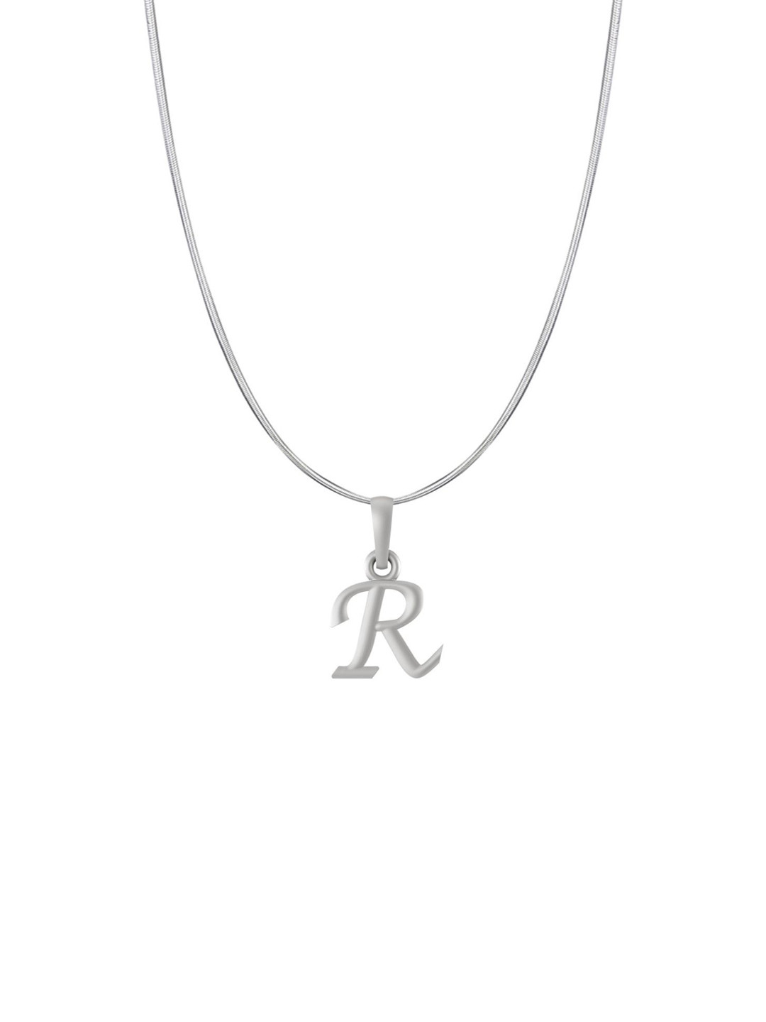 Metronaut 92.5 Sterling Silver Contemporary R Alphabet Pendant with Chain